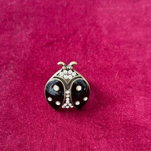 Elegant Black and Gold Ladybug Brooch